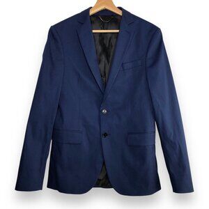 ZARA Mens Navy Blue Blazer Jacket US 36/EU 46 Preppy Academia Business Casual